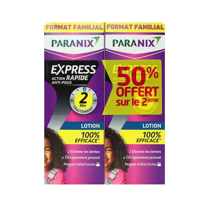 Lotion express action rapide anti-poux Paranix - lot de 2 flacons de 195ml