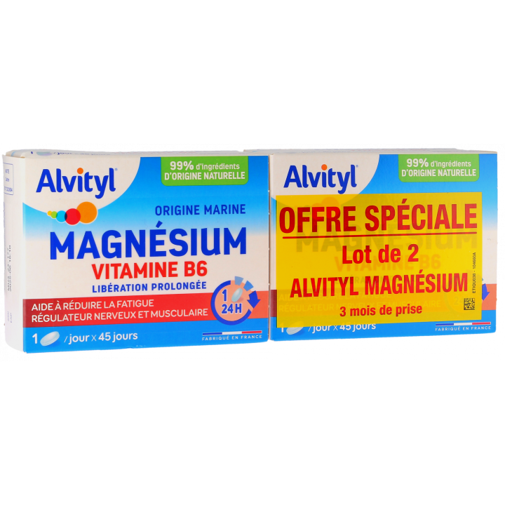 Magnésium Vitamine B6 Alvityl - 2 boîtes de 45 comprimés