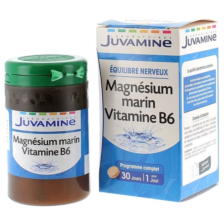 Magnésium marin vitamine B6 équilibre nerveux Juvamine - Boite de 30 comprimés
