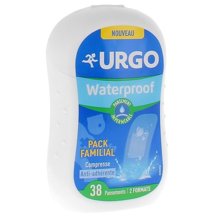Pansements waterproof pack familial Urgo - boîte de 38 pansements de 2 formats