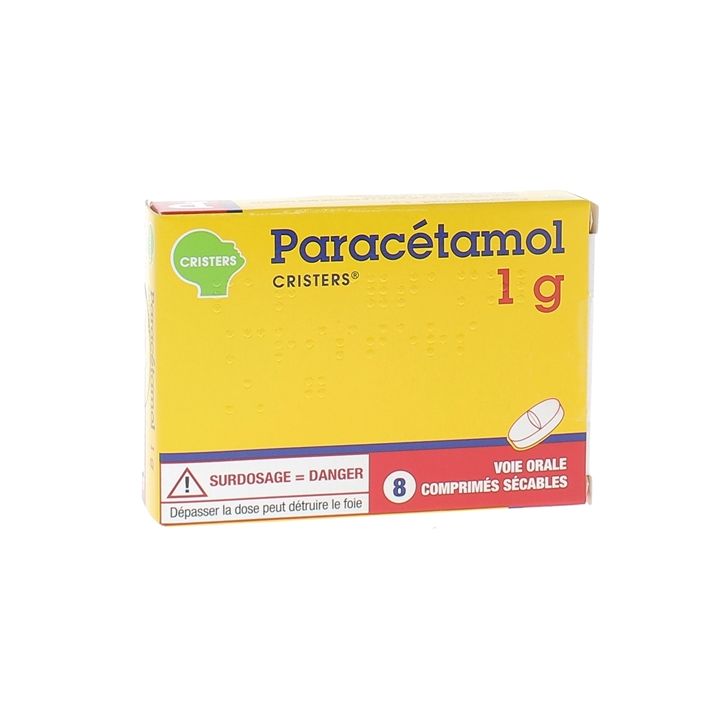 Paracétamol 1g Cristers - boîte de 8 comprimés sécables
