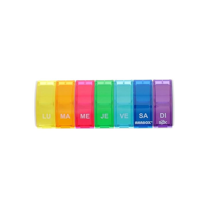 Pilulier 7 cases Box7 multicolore avec séparateur Anabox - un pilulier