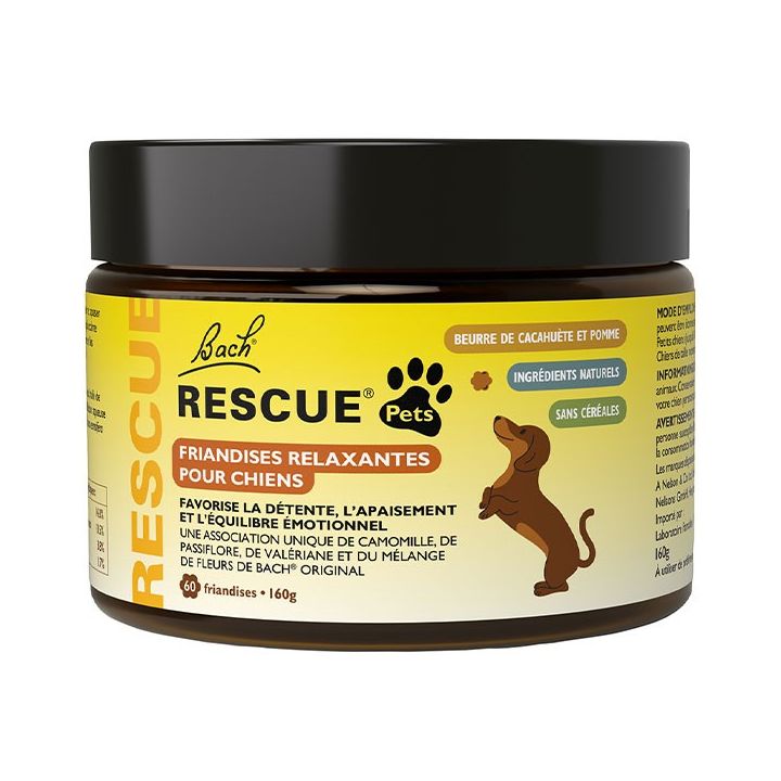 Rescue Pets Friandises relaxantes pour chiens Fleurs de Bach - boite de 60 friandises