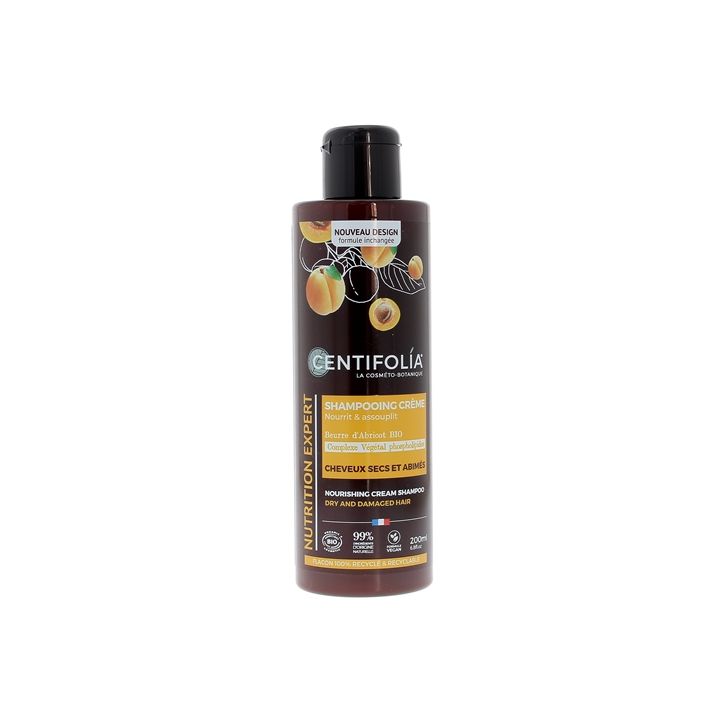 Shampooing Crème cheveux secs beurre d'Abricot et huile de Jojoba Centifolia - flacon de 200 ml