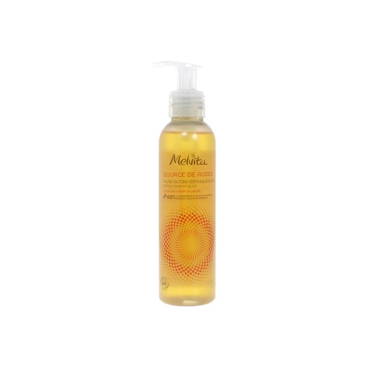 Source de Roses Huile lactée démaquillante Melvita - flacon-pompe de 145ml