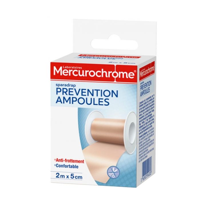 Sparadrap prévention ampoules Mercurochrome - 1 bande de 2m x 5cm