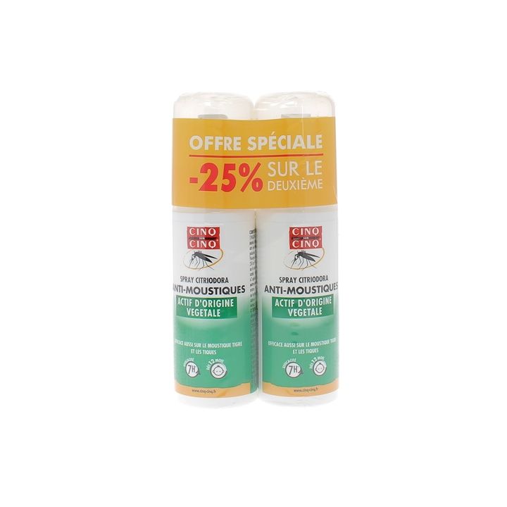 Spray Citriodora anti-moustiques Cinq sur Cinq - lot de 2 sprays de 100 ml