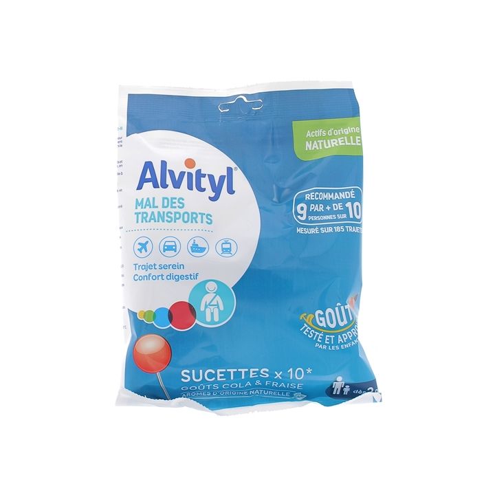 Sucettes mal des transports Alvityl - sachet de 10 sucettes