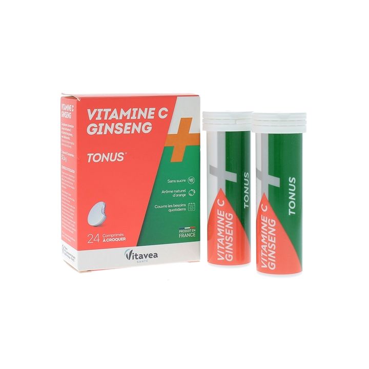 Vitamine C + Ginseng tonus Vitavea - boite de 24 comprimés à croquer