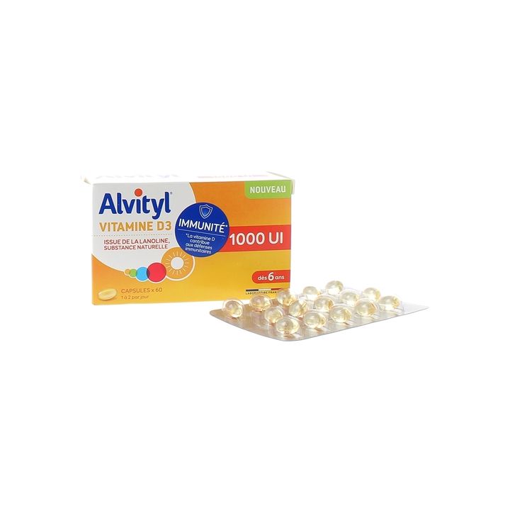 Vitamine D3 1000 UI Alvityl - boîte de 60 capsules