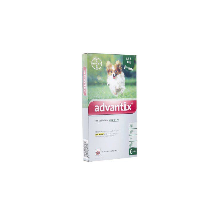 Advantix très petit chien jusqu'à 4 kg Bayer - boite de 6 pipettes