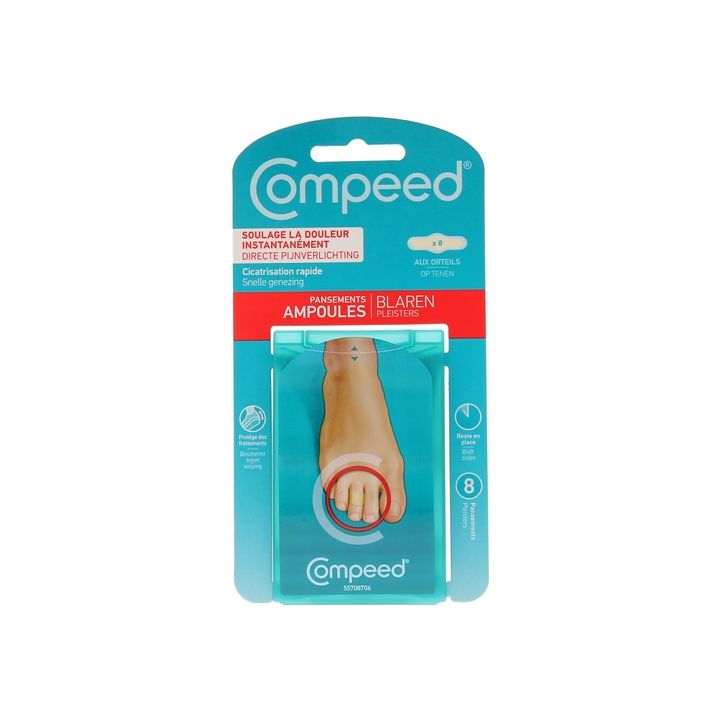 Pansements ampoules aux orteils Compeed - boîte de 8 pansements