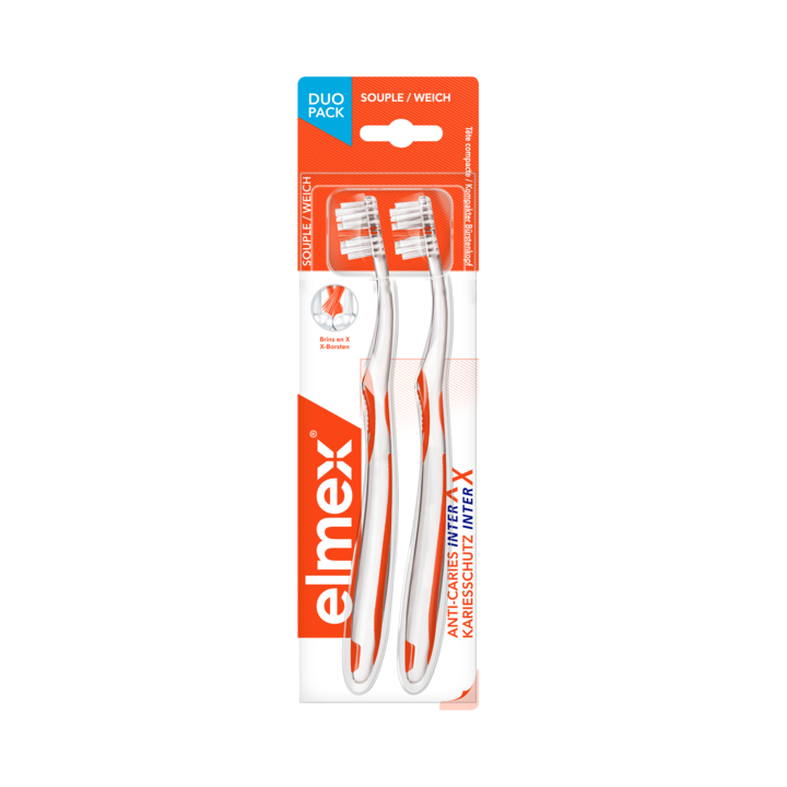 Brosse à dents InterX souple Elmex - 2 brosses à dents