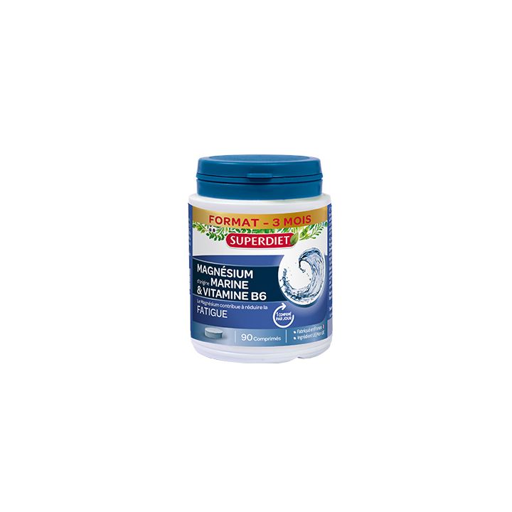 Magnésium d'Origine Marine + Vitamine B6 Super Diet - boite de 90 comprimés