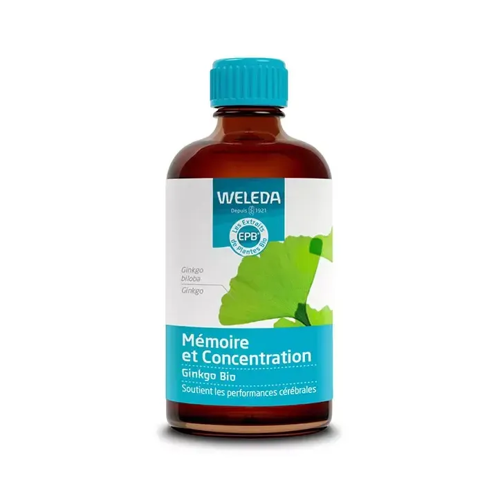 Mémoire et Concentration Extrait de plantes bio Ginkgo Weleda - flacon de 100 ml