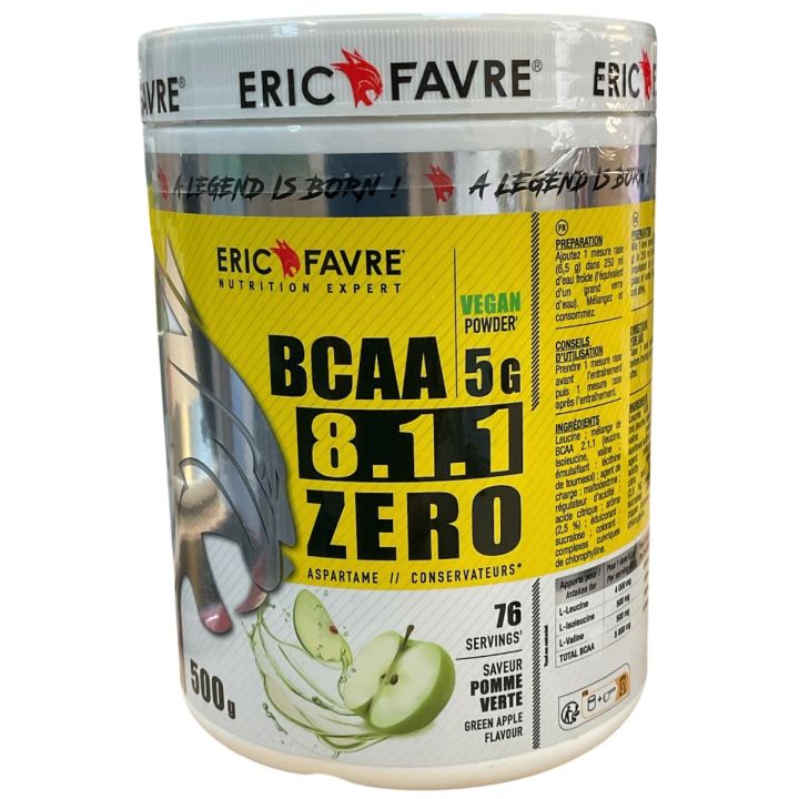 BCAA 8.1.1 zero saveur pomme verte Eric Favre - pot de 500g