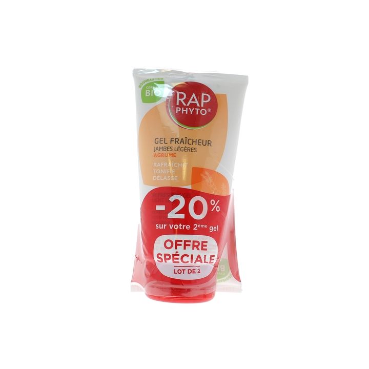 Rap phyto gel tonic jambes légères parfum agrumes - lot de 2 tubes de 150 ml