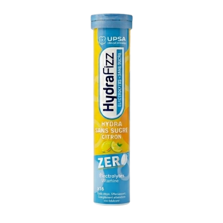 HydraFizz hydra sans sucre citron zero goût citron Upsa - tube de 16 pastilles effervescentes