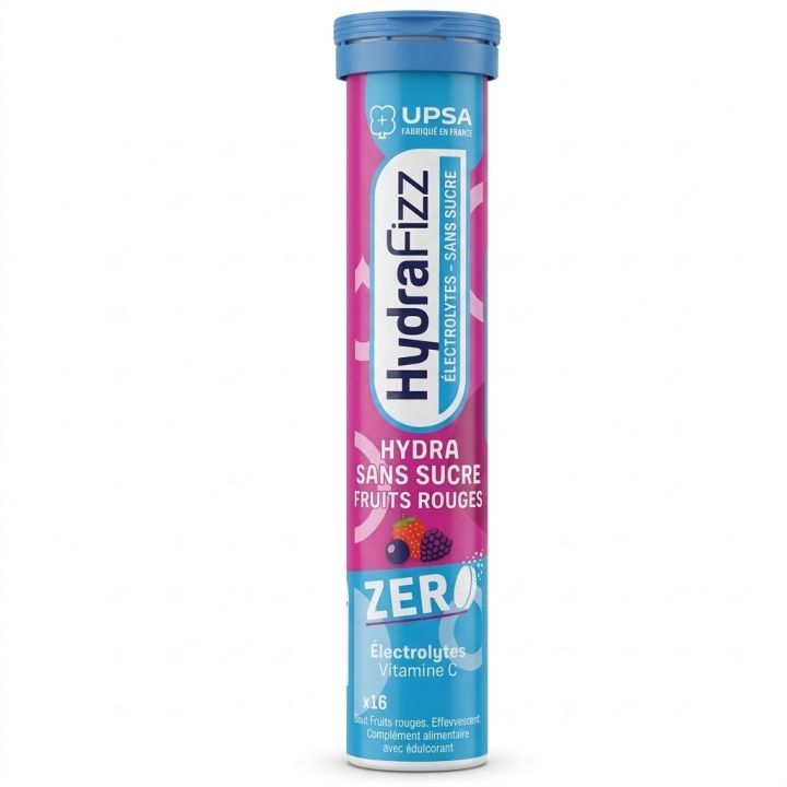 HydraFizz hydra sans sucre goût fruits rouges Upsa - tube de 16 pastilles effervescentes