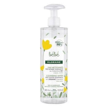 Eau nettoyante sans rinçage Klorane Bébé - flacon-pompe de 400ml