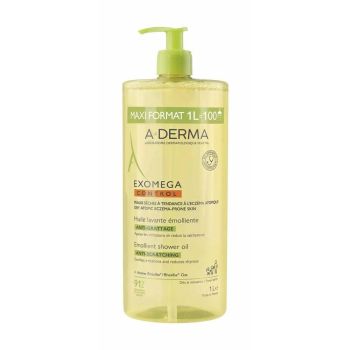 Exomega Control Huile lavante émolliente anti-grattage A-Derma - flacon-pompe de 1L
