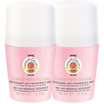 Déodorant anti-transpirant 48h gingembre rouge Roger & Gallet - lot de 2 roll-on de 50ml
