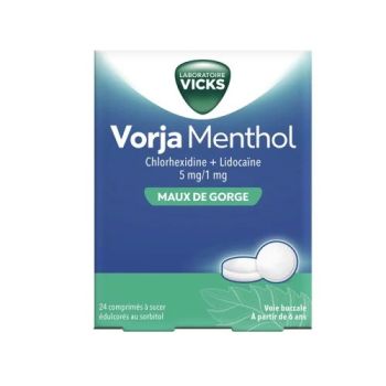 Vorja Menthol maux de gorge Vicks - 24 comprimés à sucer