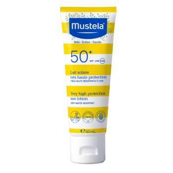 Lait solaire tr&egrave;s haute protection b&eacute;b&eacute;-enfant-famille SPF50+ Mustela - tube de 40 ml
