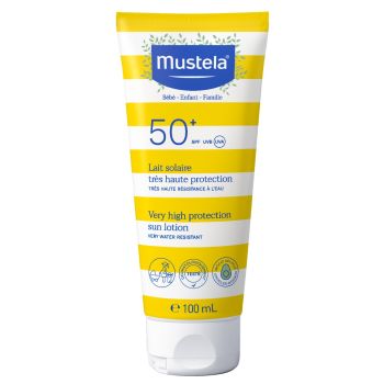 Lait solaire tr&egrave;s haute protection b&eacute;b&eacute; SPF 50+ Mustela - tube de 100 ml