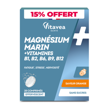 Magnésium marin et vitamines saveur orange Vitavea - offre spéciale boite de 28 comprimés
