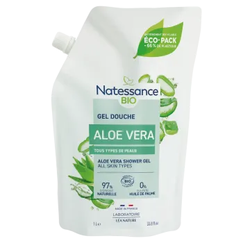 Gel douche vivifiant Aloe Vera bio Natessance - éco-recharge de 1L