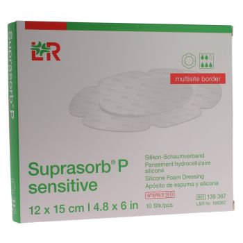 Suprasorb P Sensitive multisite border Pansement hydrocellulaire silicon&eacute; Lohmann & Rauscher - 10 pansements de 12x15 cm