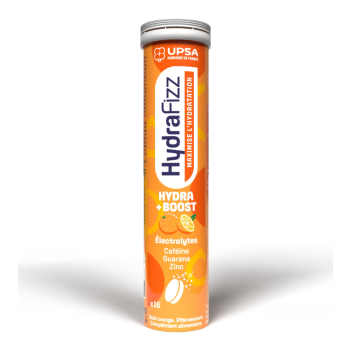 HydraFizz hydra+boost goût orange Upsa - tube de 16 comprimés effervescentes 