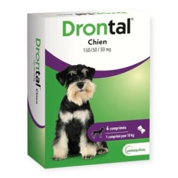 Drontal chien vermifuge Vetoquinol - boîte de 4 comprimés sécables