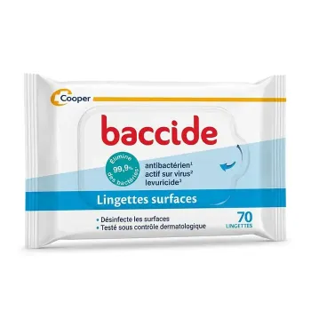 Lingette d&eacute;sinfectante surface Baccide - sachet de 70 lingettes
