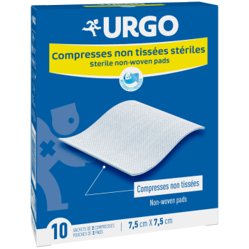 Compresses stériles non tissé Urgo - 10 sachets de 2 compresses 7,5 x 7,5 cm