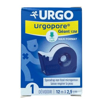 Urgopore géant Sparadrap non tissé microporeux Urgo - 1 dévidoir 12mx2,5 cm