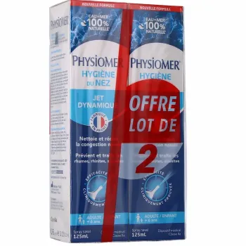 Physiomer hygiène du nez jet dynamique - lot de 2 sprays de 125ml