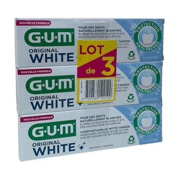 Original White Dentifrice Gum - lot de 3 tubes de 75ml