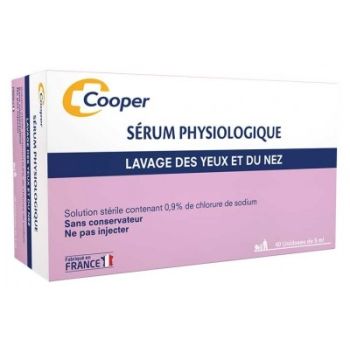 Sérum physiologique stérile Cooper - boite de 40 unidoses de 5 ml