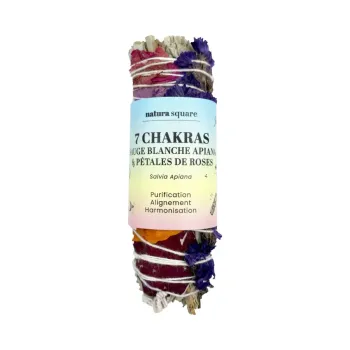 7 Chakras Sauge blanche apiana et pétales de roses Natura square - 1 fagot