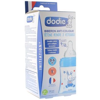 Biberon Initiation+ tétine ronde 3 vitesses bateau 0-6mois Dodie - Biberon de 150ml
