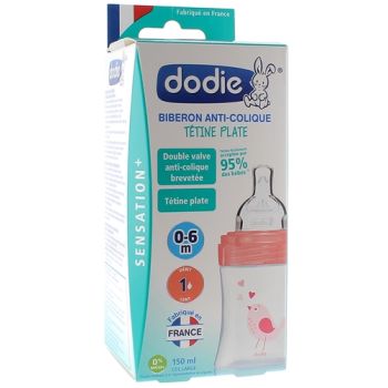 Biberon Sensation+ débit lent jardin 0-6mois Dodie- Biberon de 150ml