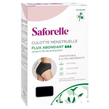 Culotte menstruelle flux abondant taille 40 Saforelle - 1 culotte noire coton