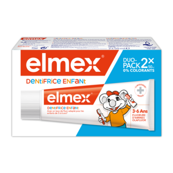 Dentifrice enfant 3-6 ans Elmex - lot de 2 tubes de 50 ml