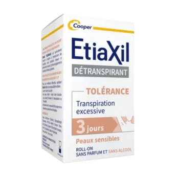 Détranspirant Confort+ Traitement transpiration forte Aisselles peaux sensibles Etiaxil - roll-on de 15 ml