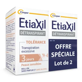 Détranspirant Tolérance transpiration excessive Etiaxil - lot de 2 roll-on de 15ml