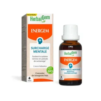 Energem surcharge mentale bio Herbalgem - flacon compte-gouttes de 30ml