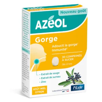 Azéol Gorge goût miel citron Pileje - boite de 30 comprimés à sucer