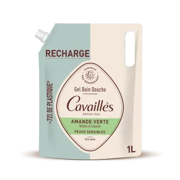 Gel bain et douche amande verte Rogé Cavaillès - éco-recharge de 1L